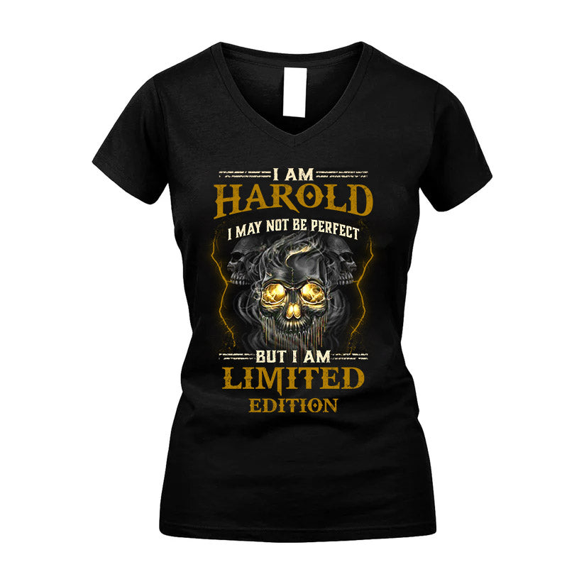 I Am Harold, I May Not Be Perfect, But I Am Limited Edition – Personalized Skull T-Shirt