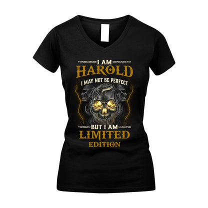 I Am Harold, I May Not Be Perfect, But I Am Limited Edition – Personalized Skull T-Shirt