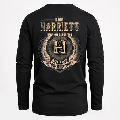 HARRIETT 2K-101–Personalized Name Quote Apparel “I Am NAME May Not Be Perfect But I Am Limited Edition”