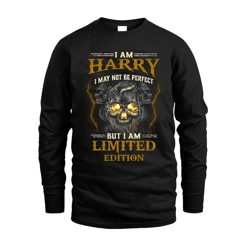 I Am Harry, I May Not Be Perfect, But I Am Limited Edition – Personalized Skull T-Shirt