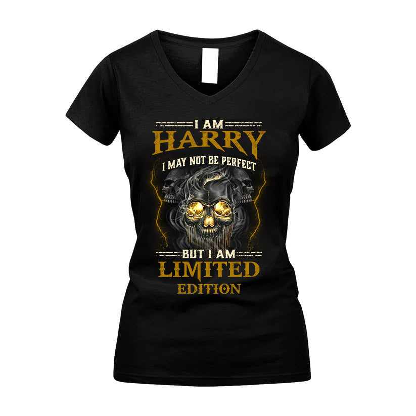 I Am Harry, I May Not Be Perfect, But I Am Limited Edition – Personalized Skull T-Shirt