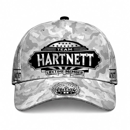 HARTNETT TC01 HH79 Team Your Name Hat, Personalized Camo Baseball Cap, Custom Family Gift, Gift for Him Her
