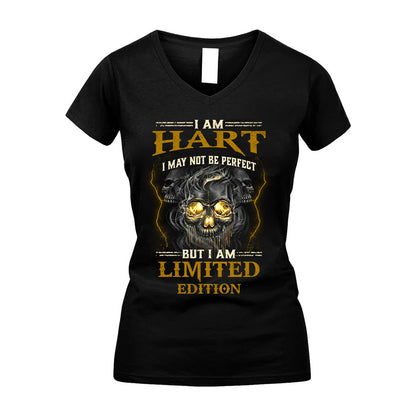 I Am Hart, I May Not Be Perfect, But I Am Limited Edition – Personalized Skull T-Shirt