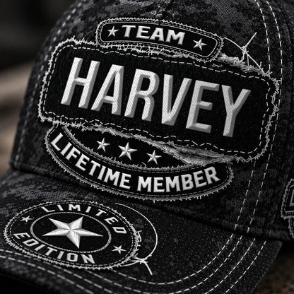 HARVEY TC03 HH79  Personalized Black Camo Baseball Cap, Custom Name Family Hat