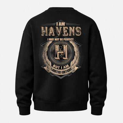 HAVENS 2K-101–Personalized Name Quote Apparel “I Am NAME May Not Be Perfect But I Am Limited Edition”