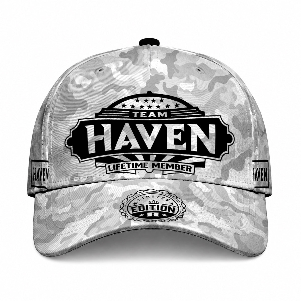 HAVEN TC01 HH79 Team Your Name Hat, Personalized Camo Baseball Cap, Custom Family Gift, Gift for Him Her