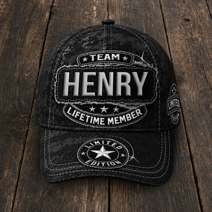 HENRY TC03 HH79  Personalized Black Camo Baseball Cap, Custom Name Family Hat
