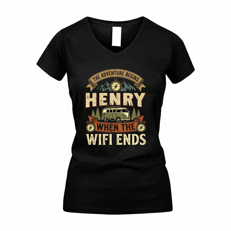 HENRY TT898-K6-229 – Personalized Funny Camping Quote Apparel “The Adventure Begins When The WiFi Ends”
