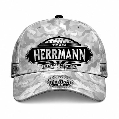 HERRMANN TC01 HH79 Team Your Name Hat, Personalized Camo Baseball Cap, Custom Family Gift, Gift for Him Her