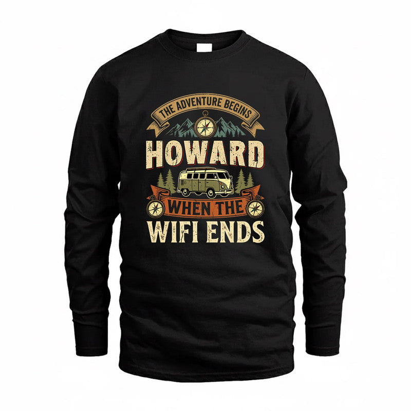HOWARD TT898-K6-229 – Personalized Funny Camping Quote Apparel “The Adventure Begins When The WiFi Ends”