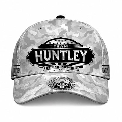 HUNTLEY TC01 HH79 Team Your Name Hat, Personalized Camo Baseball Cap, Custom Family Gift, Gift for Him Her