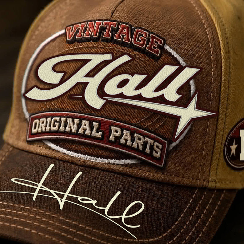 HALL TC02 HH79  Personalized Name Baseball Cap, Vintage Retro Hat, Custom Gift for Him & Her