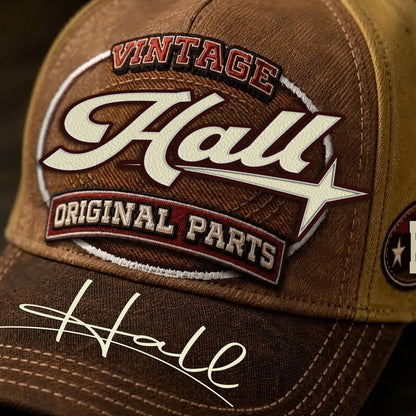 HALL TC02 HH79  Personalized Name Baseball Cap, Vintage Retro Hat, Custom Gift for Him & Her