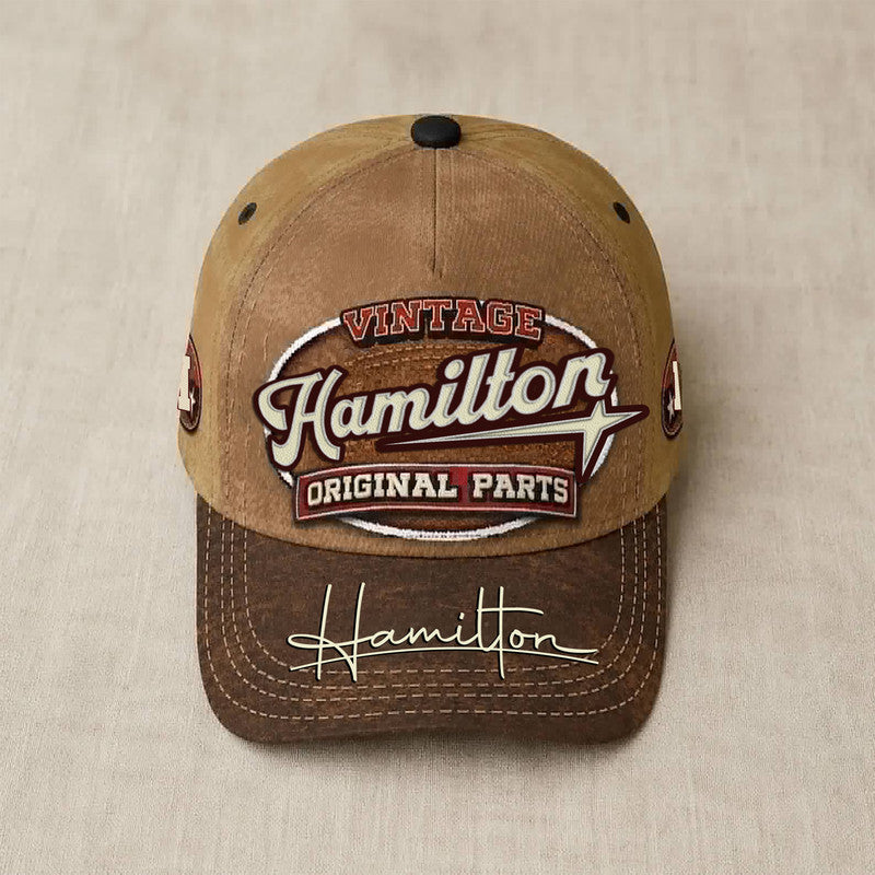 HAMILTON TC02 HH79  Personalized Name Baseball Cap, Vintage Retro Hat, Custom Gift for Him & Her