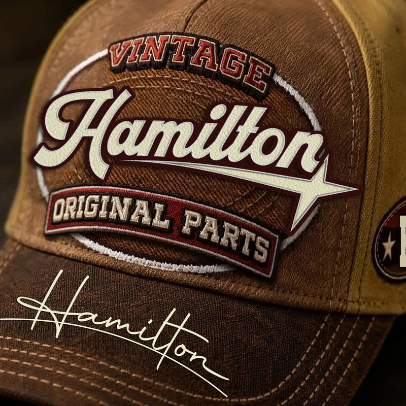 HAMILTON TC02 HH79  Personalized Name Baseball Cap, Vintage Retro Hat, Custom Gift for Him & Her