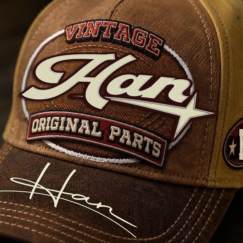 HAN TC02 HH79  Personalized Name Baseball Cap, Vintage Retro Hat, Custom Gift for Him & Her