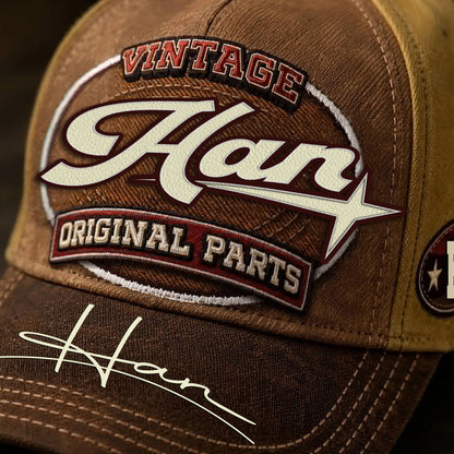 HAN TC02 HH79  Personalized Name Baseball Cap, Vintage Retro Hat, Custom Gift for Him & Her