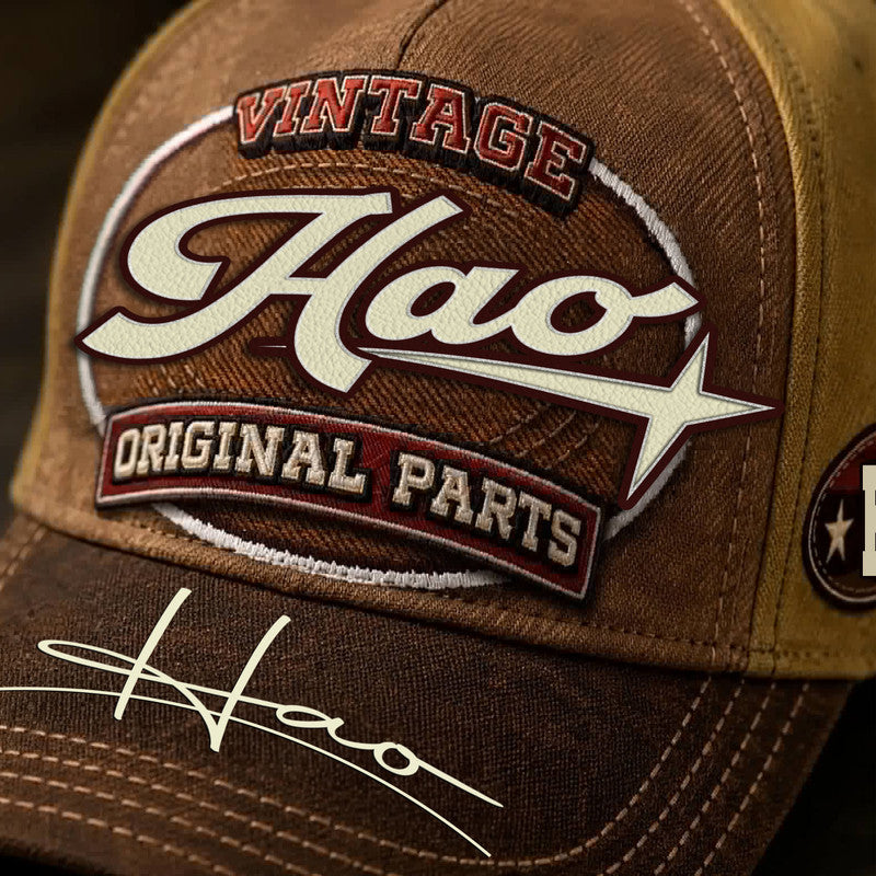 HAO TC02 HH79  Personalized Name Baseball Cap, Vintage Retro Hat, Custom Gift for Him & Her
