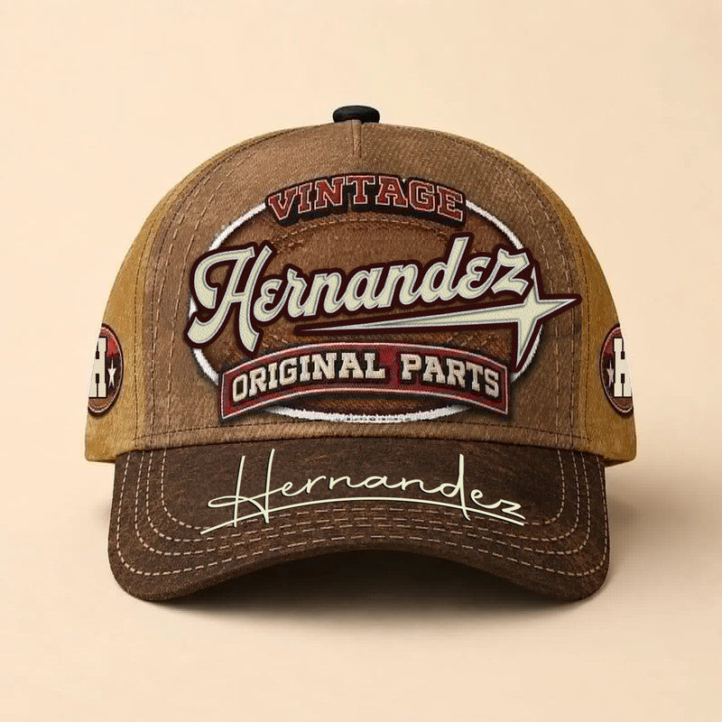 HERNANDEZ TC02 HH79  Personalized Name Baseball Cap, Vintage Retro Hat, Custom Gift for Him & Her