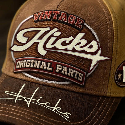 HICKS TC02 HH79  Personalized Name Baseball Cap, Vintage Retro Hat, Custom Gift for Him & Her