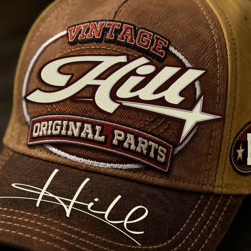 HILL TC02 HH79  Personalized Name Baseball Cap, Vintage Retro Hat, Custom Gift for Him & Her