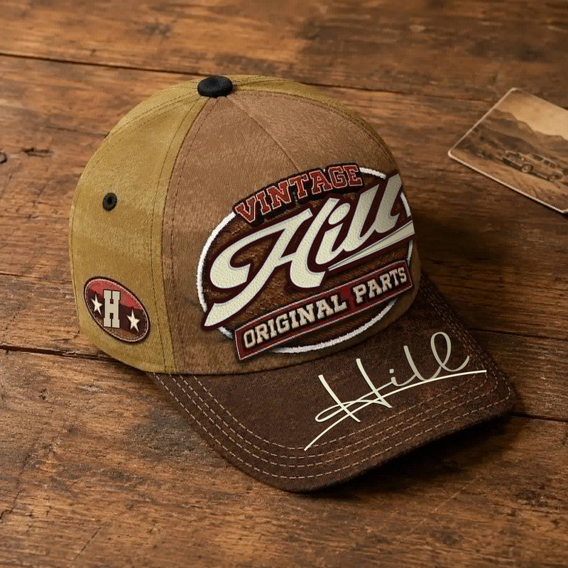 HILL TC02 HH79  Personalized Name Baseball Cap, Vintage Retro Hat, Custom Gift for Him & Her