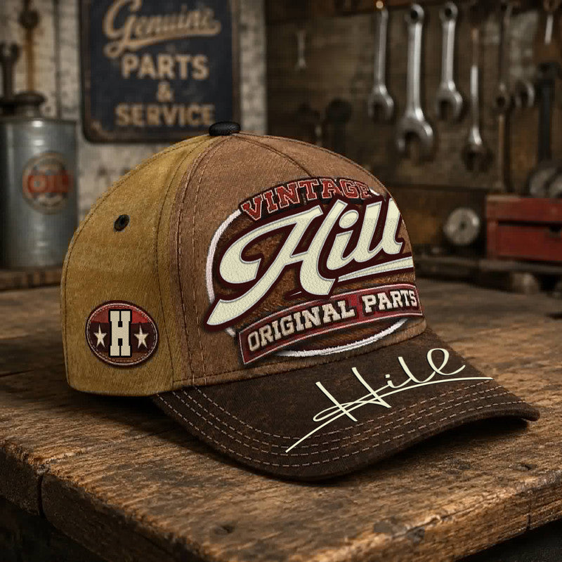 HILL TC02 HH79  Personalized Name Baseball Cap, Vintage Retro Hat, Custom Gift for Him & Her