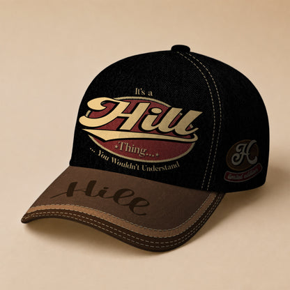 HILL  TC06 HH79 Personalized Distressed Baseball Cap, Custom Retro Trucker Hat, Statement Dad Cap