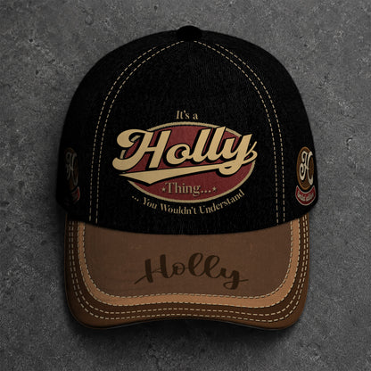 HOLLY  TC06 HH79 Personalized Distressed Baseball Cap, Custom Retro Trucker Hat, Statement Dad Cap