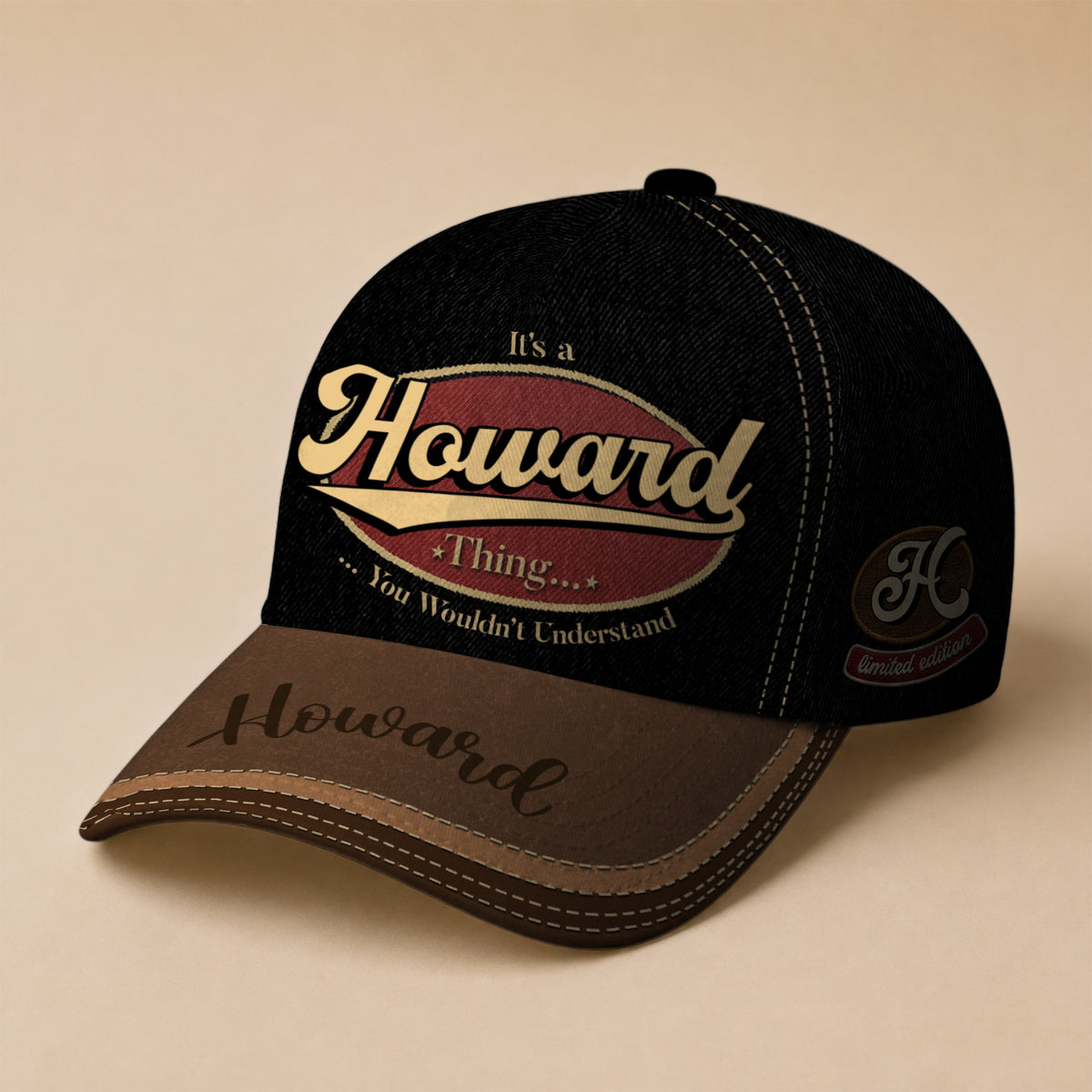HOWARD  TC06 HH79 Personalized Distressed Baseball Cap, Custom Retro Trucker Hat, Statement Dad Cap