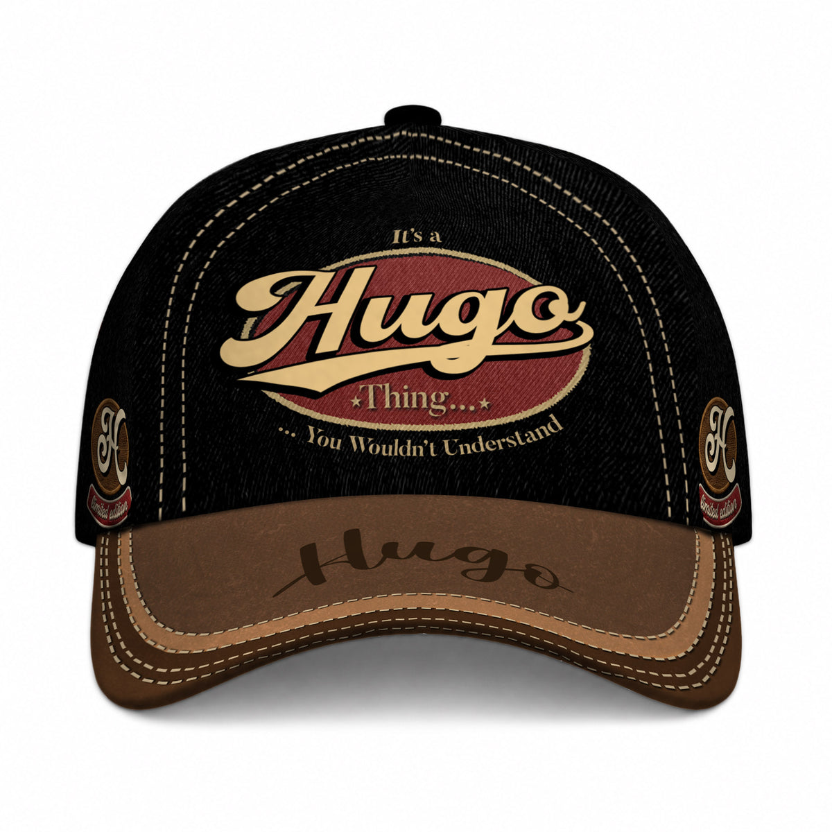 HUGO  TC06 HH79 Personalized Distressed Baseball Cap, Custom Retro Trucker Hat, Statement Dad Cap