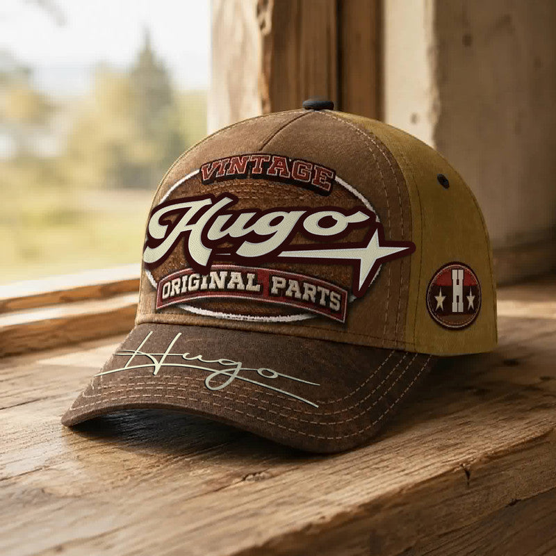 HUGO TC02 HH79  Personalized Name Baseball Cap, Vintage Retro Hat, Custom Gift for Him & Her