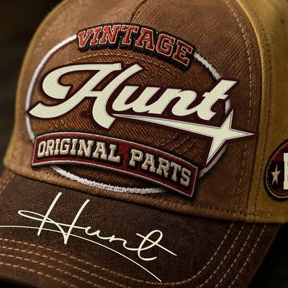 HUNT TC02 HH79  Personalized Name Baseball Cap, Vintage Retro Hat, Custom Gift for Him & Her