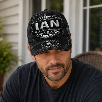 IAN TC03 HH79  Personalized Black Camo Baseball Cap, Custom Name Family Hat