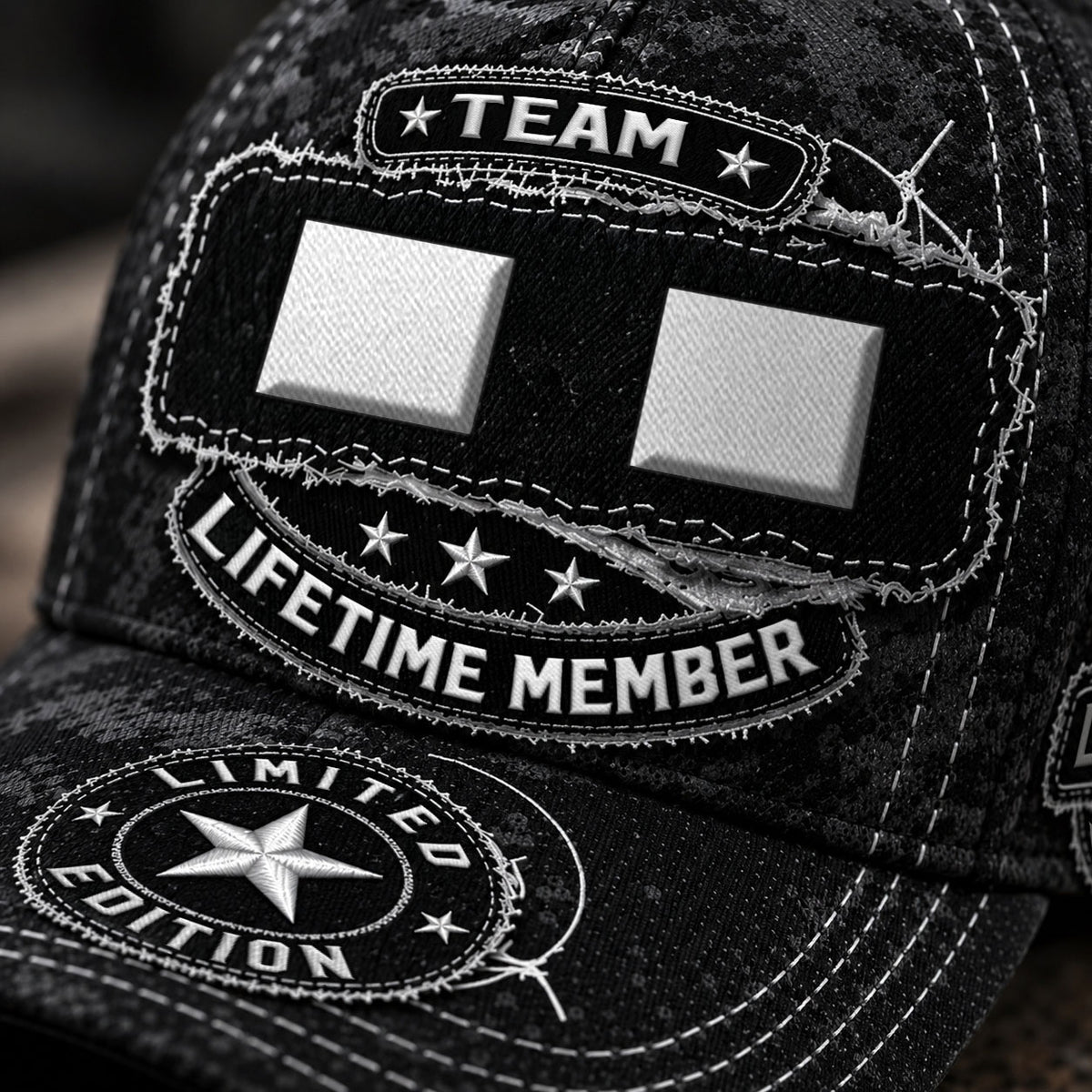 II TC03 HH79  Personalized Black Camo Baseball Cap, Custom Name Family Hat