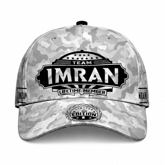 IMRAN TC01 HH79 Team Your Name Hat, Personalized Camo Baseball Cap, Custom Family Gift, Gift for Him Her