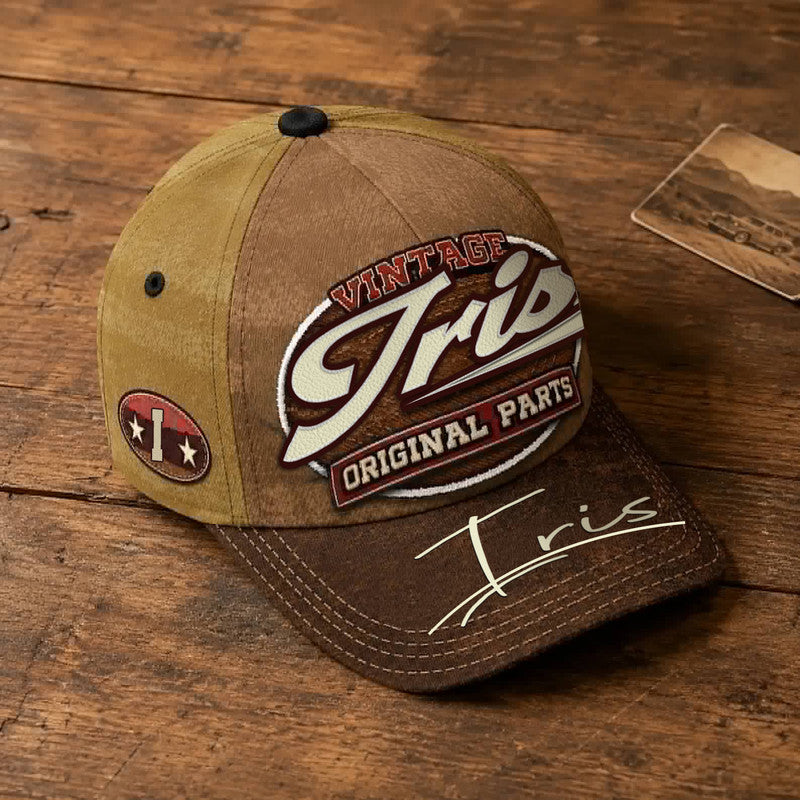 IRIS TC02 HH79  Personalized Name Baseball Cap, Vintage Retro Hat, Custom Gift for Him & Her