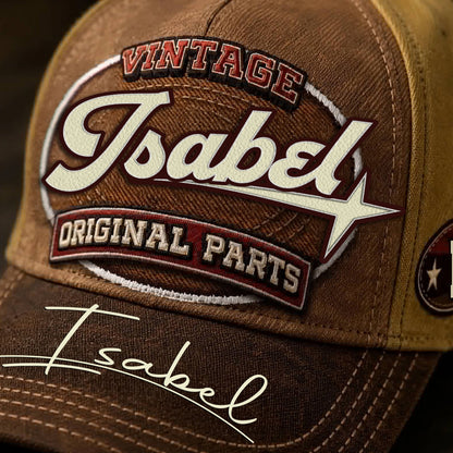 ISABEL TC02 HH79  Personalized Name Baseball Cap, Vintage Retro Hat, Custom Gift for Him & Her