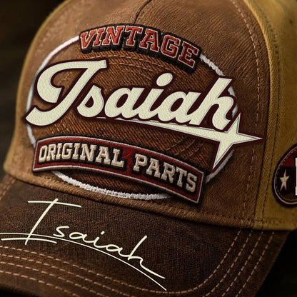 ISAIAH TC02 HH79  Personalized Name Baseball Cap, Vintage Retro Hat, Custom Gift for Him & Her