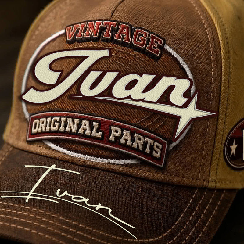 IVAN TC02 HH79  Personalized Name Baseball Cap, Vintage Retro Hat, Custom Gift for Him & Her