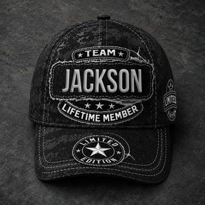 JACKSON TC03 HH79  Personalized Black Camo Baseball Cap, Custom Name Family Hat