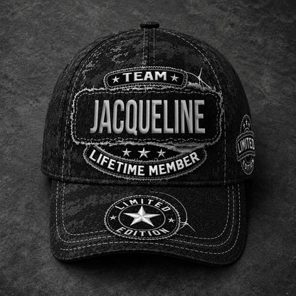 JACQUELINE TC03 HH79  Personalized Black Camo Baseball Cap, Custom Name Family Hat