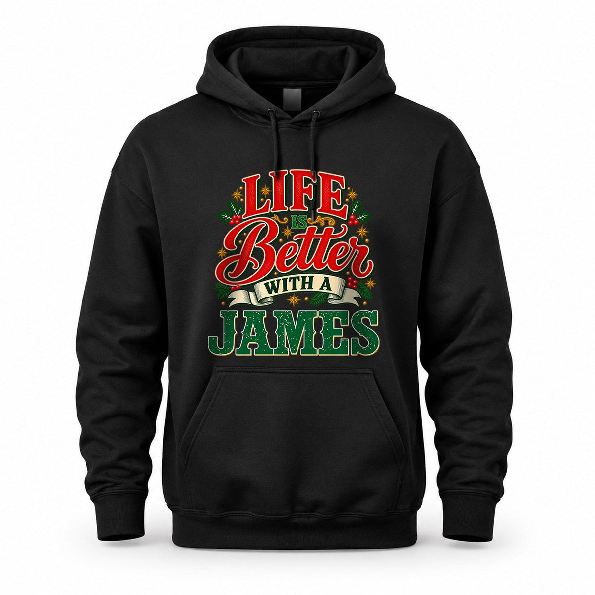 JAMES HH-F011 Personalized Name Christmas Shirt – “Life Is Better With a Custom Name” Funny Christmas Gift, Custom Holiday Apparel