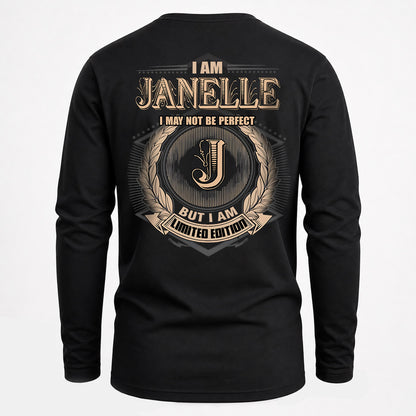 JANELLE 2K-101–Personalized Name Quote Apparel “I Am NAME May Not Be Perfect But I Am Limited Edition”