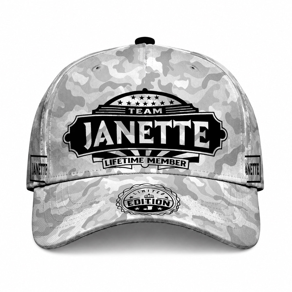 JANETTE TC01 HH79 Team Your Name Hat, Personalized Camo Baseball Cap, Custom Family Gift, Gift for Him Her