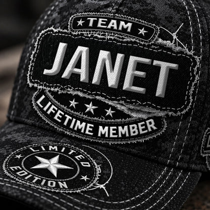 JANET TC03 HH79  Personalized Black Camo Baseball Cap, Custom Name Family Hat