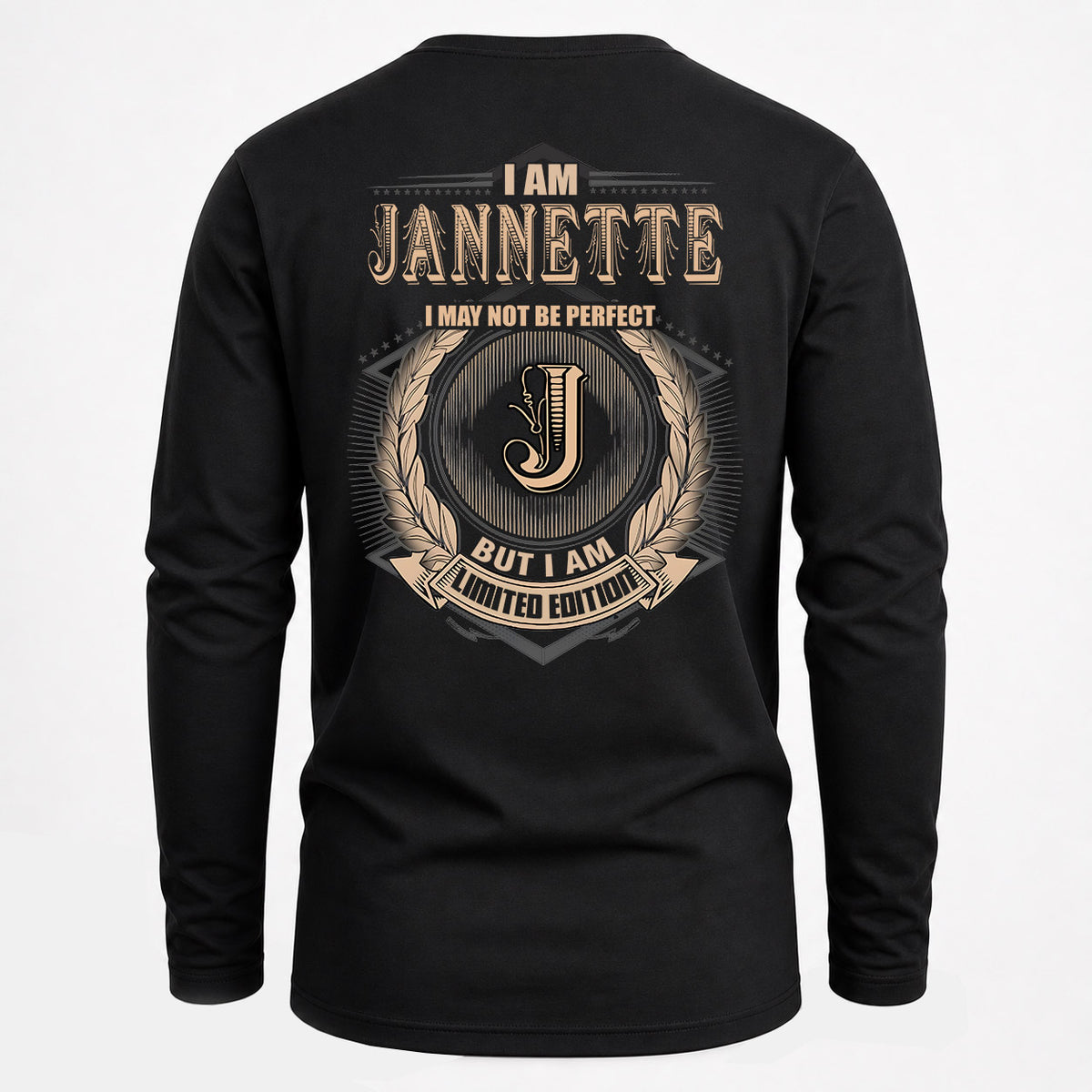 JANNETTE 2K-101–Personalized Name Quote Apparel “I Am NAME May Not Be Perfect But I Am Limited Edition”