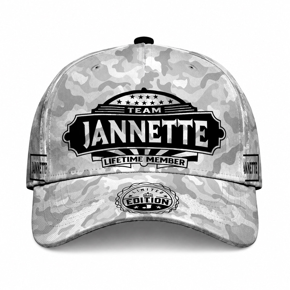 JANNETTE TC01 HH79 Team Your Name Hat, Personalized Camo Baseball Cap, Custom Family Gift, Gift for Him Her