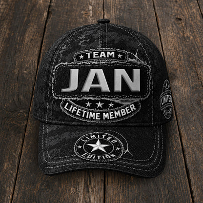 JAN TC03 HH79  Personalized Black Camo Baseball Cap, Custom Name Family Hat