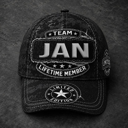 JAN TC03 HH79  Personalized Black Camo Baseball Cap, Custom Name Family Hat